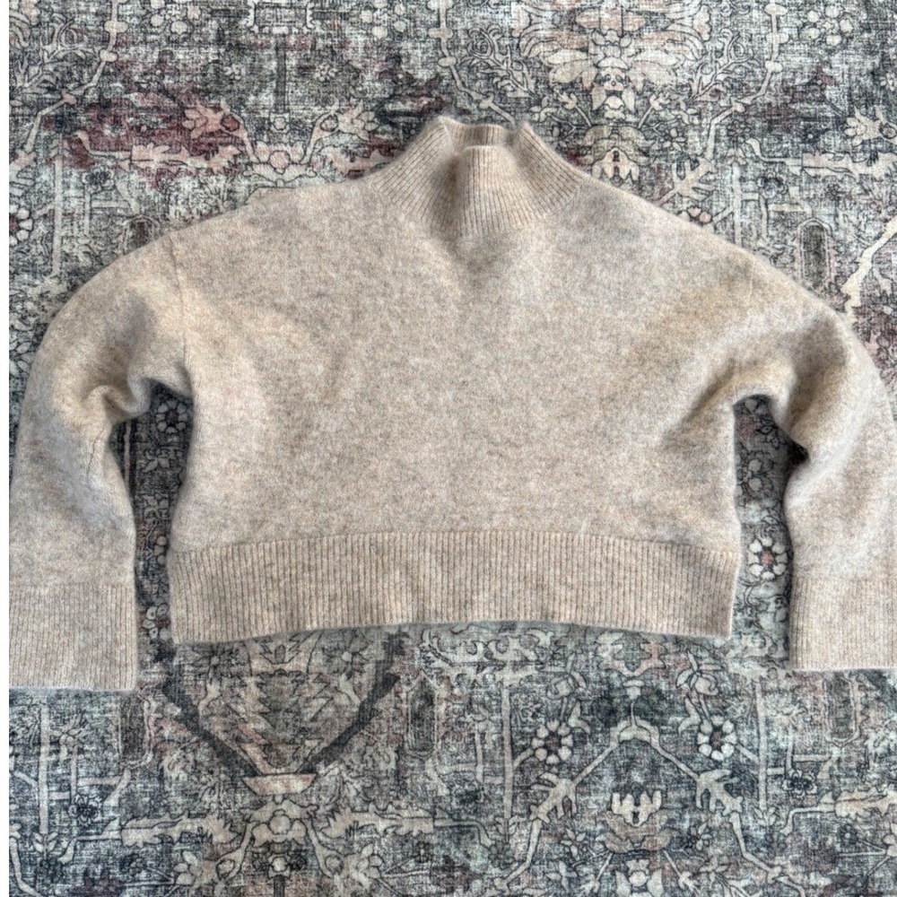& Other Stories Paris Atelier Mock Neck Sweater Beige Mohair Wool S Minimalist - Picture 2 of 7